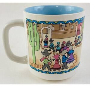 Vintage Southwest Mug Cup Green Turquoise Encanto Coco Movie Film Saguaro Cactus